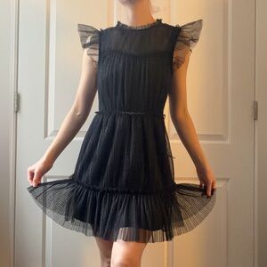 All Saints Black Sheer Mini Dress